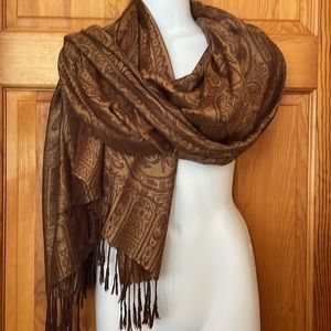 Brown Scarf or Wrap with fringe